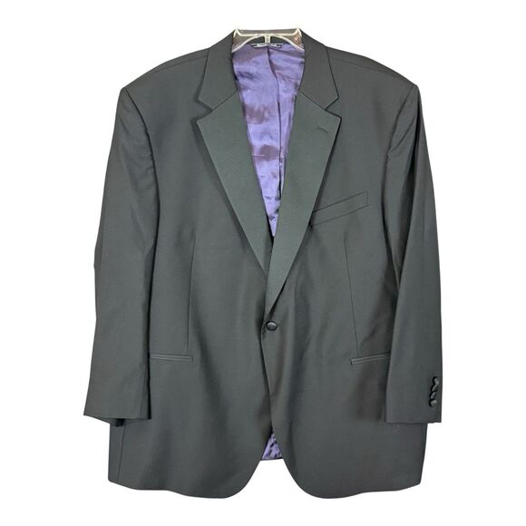 Jack Victor Executive Collection Black Wool Tuxedo Jacket 52R Notch Lapel 1 Btn